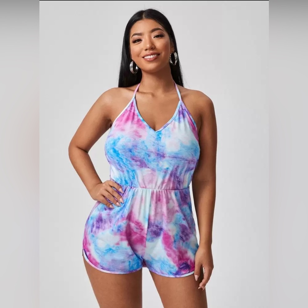 Vibrant Tie-Dye Halter Romper